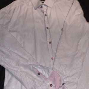Isaac b Slim Fit Dress Shirt Purple and white
